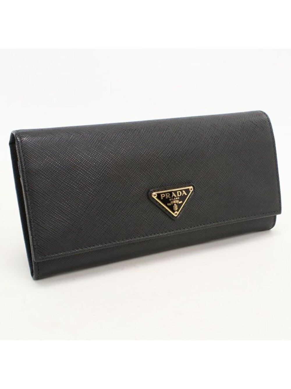 Prada Saffiano Triangle Wallet Bifold Leather